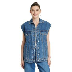 NWT Universal Thread Womens 80s Baggy Denim Vest 90618367 Medium Wash Blue M